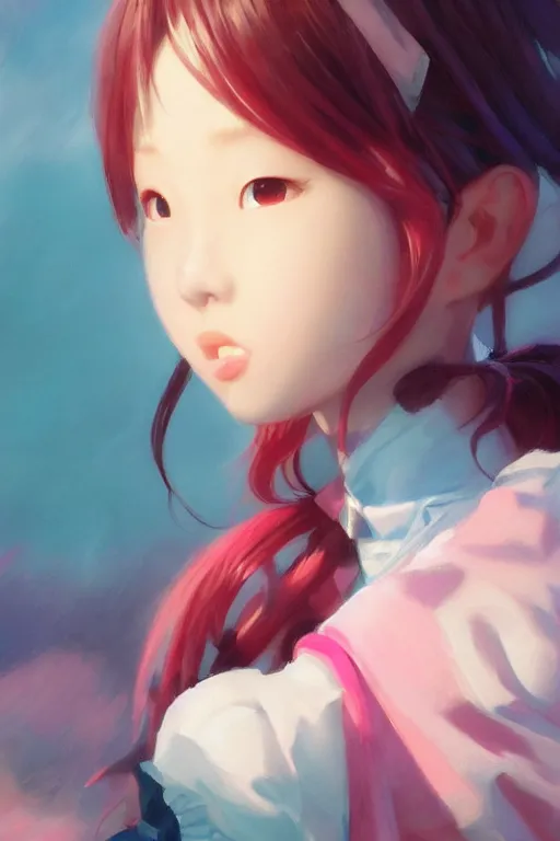 Prompt: 3d dark infrared octane render concept art by D. Jun, by Mo Xiang Tong Xiu, by Igarashi Daisuke, cute beauty portrait anime schoolgirls under dark pink and blue water. cute sad face. dramatic deep light, trending on artstation, oil painting.