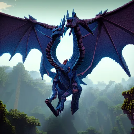 Prompt: ender dragon in minecraft by greg rutkowski