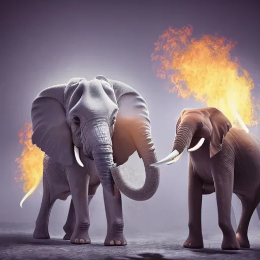 Image similar to apocalyptic, an elephant and a vampire and a magician being best friends and drinking a beer together. smoke. volumetric lighting, sharp focus, ultra detailed, cgsociety - w 1 0 2 4 - n 8 - i