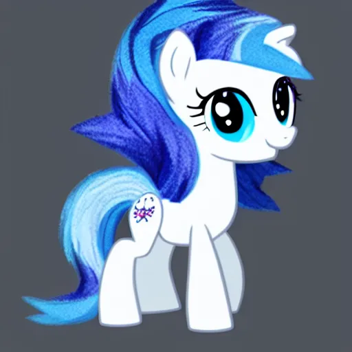 Image similar to a blue little pony with white hair, a picture by an gyeon, featured on derpibooru, booru, superflat