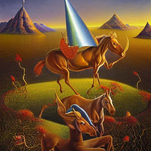Prompt: surreal painting named unicorn kingdom by Vladimir Kush,