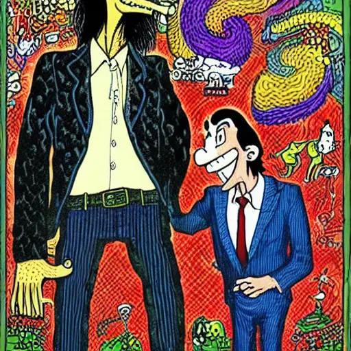 Prompt: nick cave in the style of robert crumb's Fritz the Cat