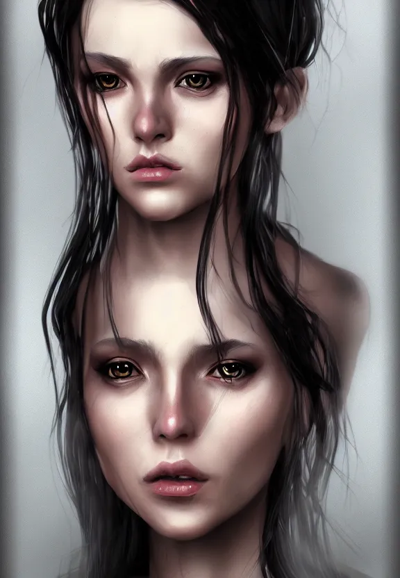 Prompt: high dark fantasy female character portrait realistic concept art by