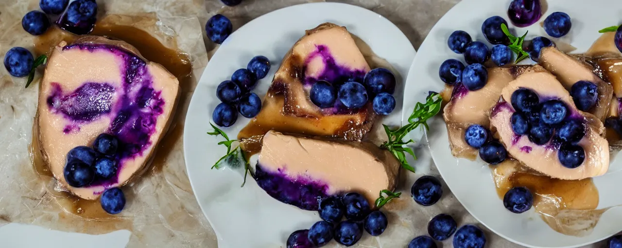 Prompt: foie gras with blueberries