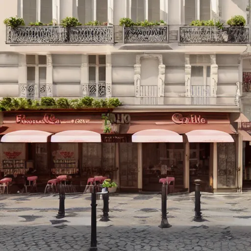 Image similar to 8 k hd detailed octane render of a parisian cafe in the 1 8 0 0 s