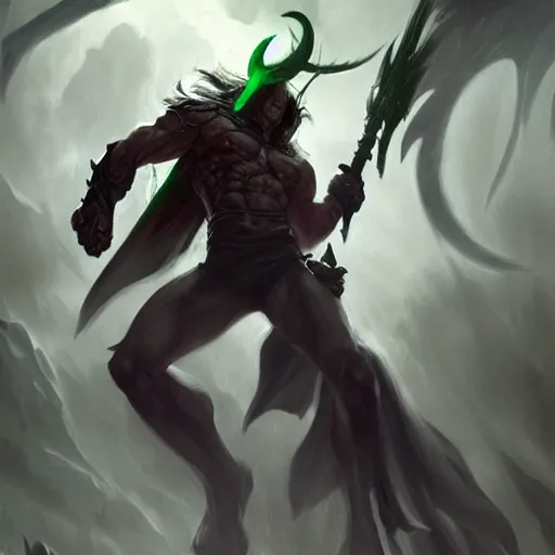 Prompt: illidan stormrage the demon hunter portrait by greg rutkowski