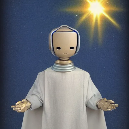 Image similar to a humanoid robot depicted as a saint