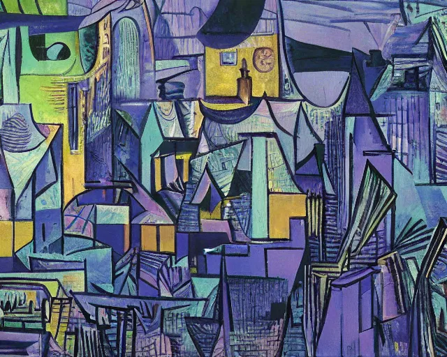 Prompt: Cyberpunk city by Picasso