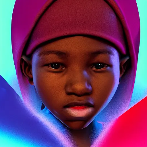 Image similar to portrait of a nigerian boy, james jean style, vfx art, unreal engine render, claymation style, colourful, volumetric light, digital painting, digital illustration, dramatic light,