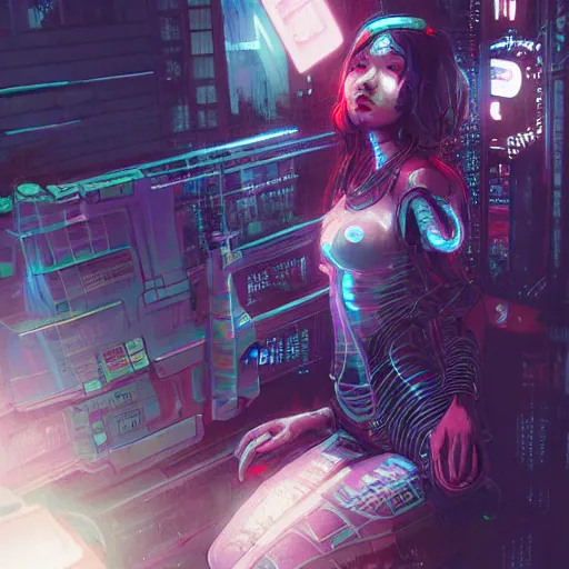 Image similar to step sister stuck in washing machine, art by wlop and artgerm and liam wong, cyberpunk, neon, intricate details, trending on artstation, sharp focus, caustics, octane render, radiant light, 4 k