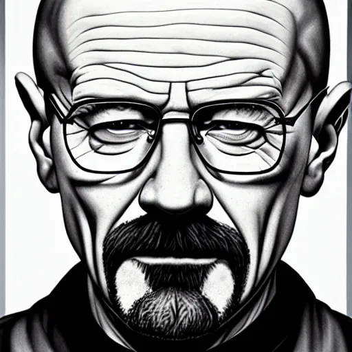 Image similar to portrait of walter white painted by alex grey