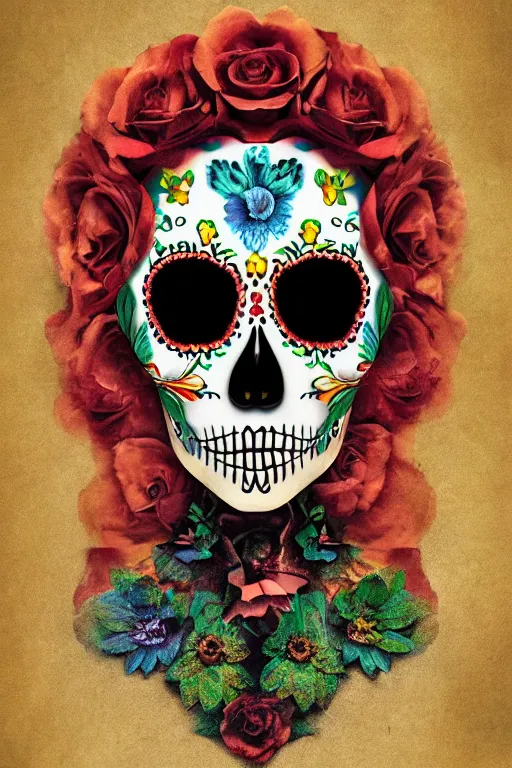 Image similar to Illustration of a sugar skull day of the dead girl, art by filip hodas