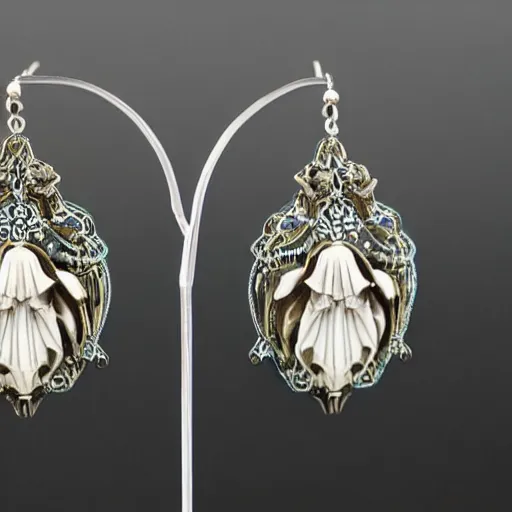 Image similar to big and beautiful detailed artnouveau style earrings in style of rene lalique sharp focus 8 k