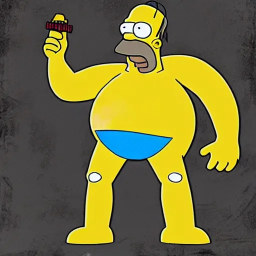 Prompt: Homer Simpson in Gears of War