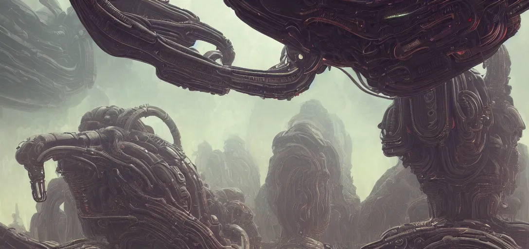 Prompt: symmetry!! alien landscape of high tech alien machinery in the style of doom, alien bodies everywhere, intricate, elegant, highly detailed, digital painting, artstation, concept art, smooth, sharp focus, illustration, art by artgerm and greg rutkowski and alphonse mucha, 8 k