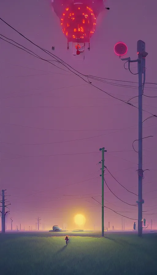Image similar to the two complementary forces that make up all aspects and phenomena of life, by simon stalenhag