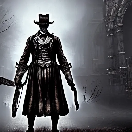 Prompt: abe lincoln in bloodborne. from software. ps 4