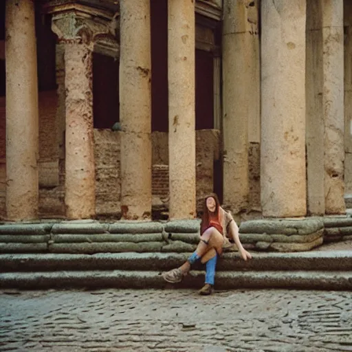 Image similar to portra 800 street photography in ancient Rome