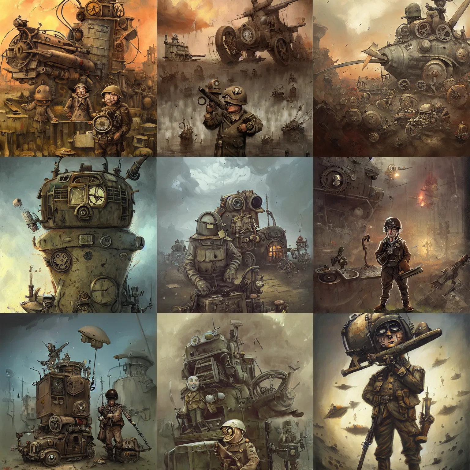 Prompt: wwii, steampunk, oil painting. by tony sandoval and lorenzo lanfranconi