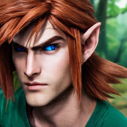 Prompt: link from the legend of zelda as real human, 8 k photography