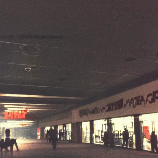 Prompt: Beautiful Liminal Grainy foggy disposable-camera Photograph of a infinite Mall with many potatoes