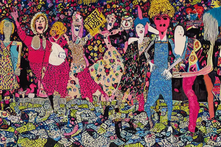 Image similar to cabaret, by grayson perry, intricate tapestry