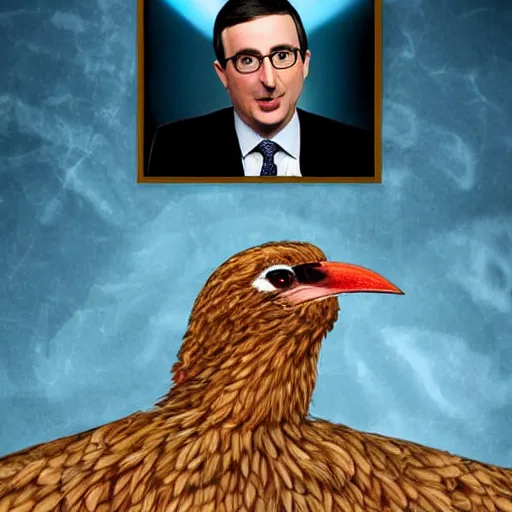 Prompt: ( ( ( john oliver ) ) ) with [!!!! the beak of a cockatrice!!!! ]