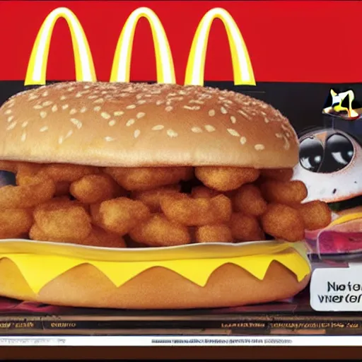 Image similar to advertisement for the new mcdonalds fried spider. Deep fried spider at mcdonalds ad.