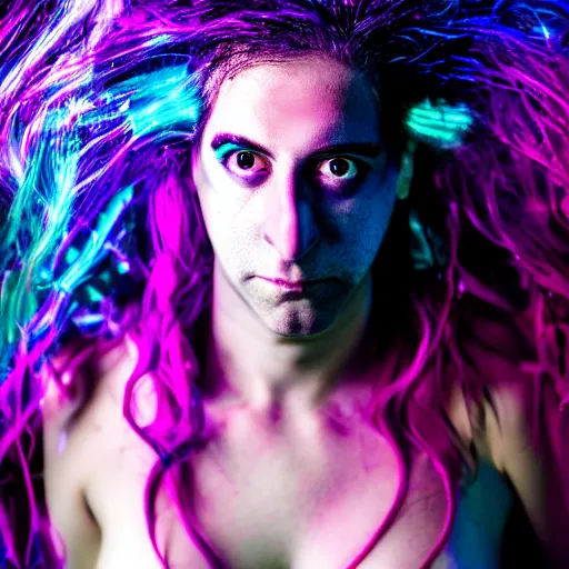 Prompt: Kevin Mitnick as a mermaid, grungy, unkept hair, glowing eyes, modelsociety, radiant skin, huge anime eyes, RTX on, perfect face, directed gaze, intricate, Sony a7R IV, symmetric balance, polarizing filter, Photolab, Lightroom, 4K, Dolby Vision, Photography Award