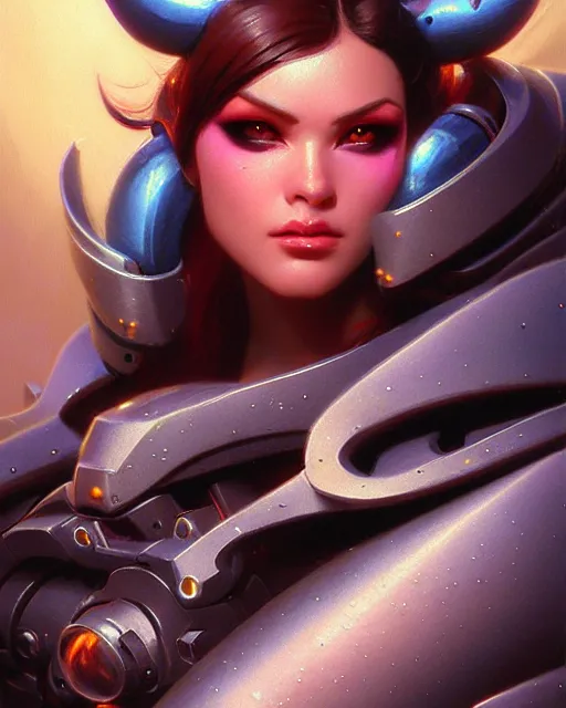 Prompt: baptite from overwatch, fantasy, fantasy art, character portrait, portrait, close up, highly detailed, intricate detail, amazing detail, sharp focus, vintage fantasy art, vintage sci - fi art, radiant light, caustics, by boris vallejo