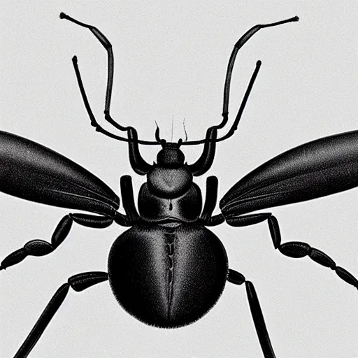 Image similar to soldier ant, black and white, botanical illustration