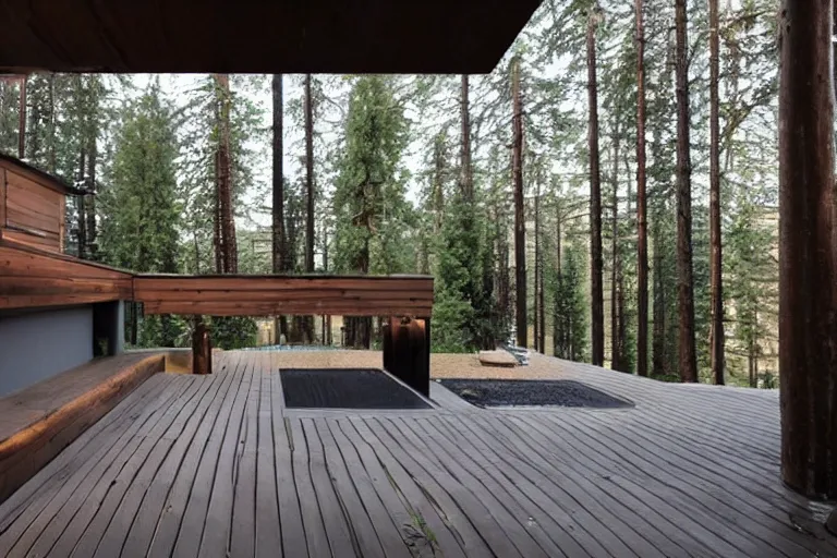 Prompt: unique modern finnish sauna in a backyard