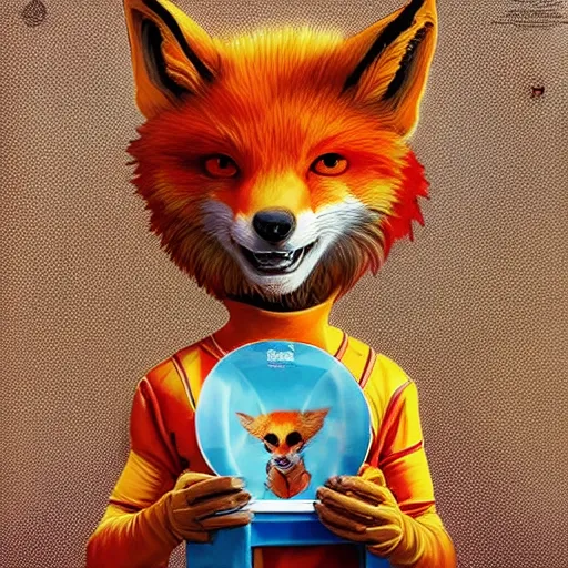 Image similar to a cute male anthropomorphic vulpes vulpes fulva in school hallway, pixar style, by tristan eaton stanley artgerm and tom bagshaw.