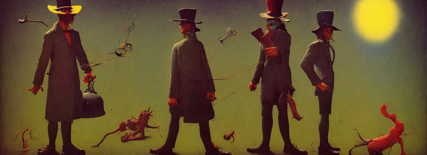 Image similar to full - body portrait surreal colorful clay fighting artstation rpg hatter character concept art anatomy, action pose, very coherent and colorful high contrast masterpiece by norman rockwell franz sedlacek hieronymus bosch dean ellis simon stalenhag rene magritte gediminas pranckevicius, dark shadows, sunny day, hard lighting, reference sheet white! background