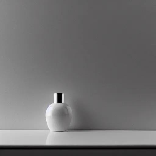 Prompt: perfume bottle on window sill in a pastel clean modern minimalist room in an ivory room well contoured smooth fair walls, up close shot, sharp focus, zen, clean, modern minimalist, octane highly render, 4 k, ultra hd,