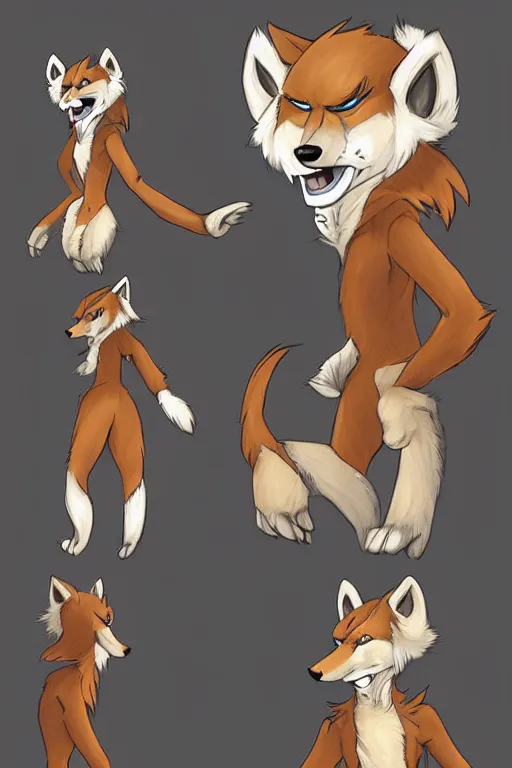 Image similar to an anthropomorphic wolf, fursona!!! by don bluth, by kawacy, trending on artstation, full body