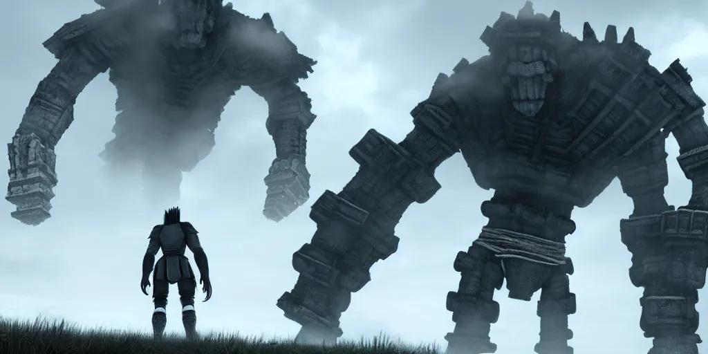 colossus from shadow of the colossus with a white fur