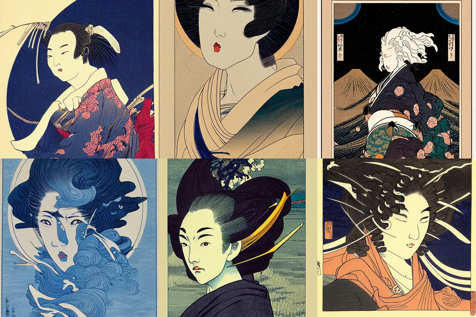 Image similar to highly detailed hokusai portrait of a beautiful celestial mage, dramatic light, artstation