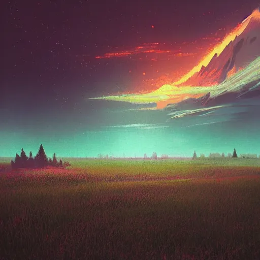 Prompt: A Landscape by Beeple and Alena Aenami