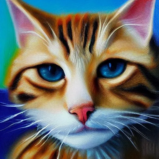 Prompt: cat oil painting