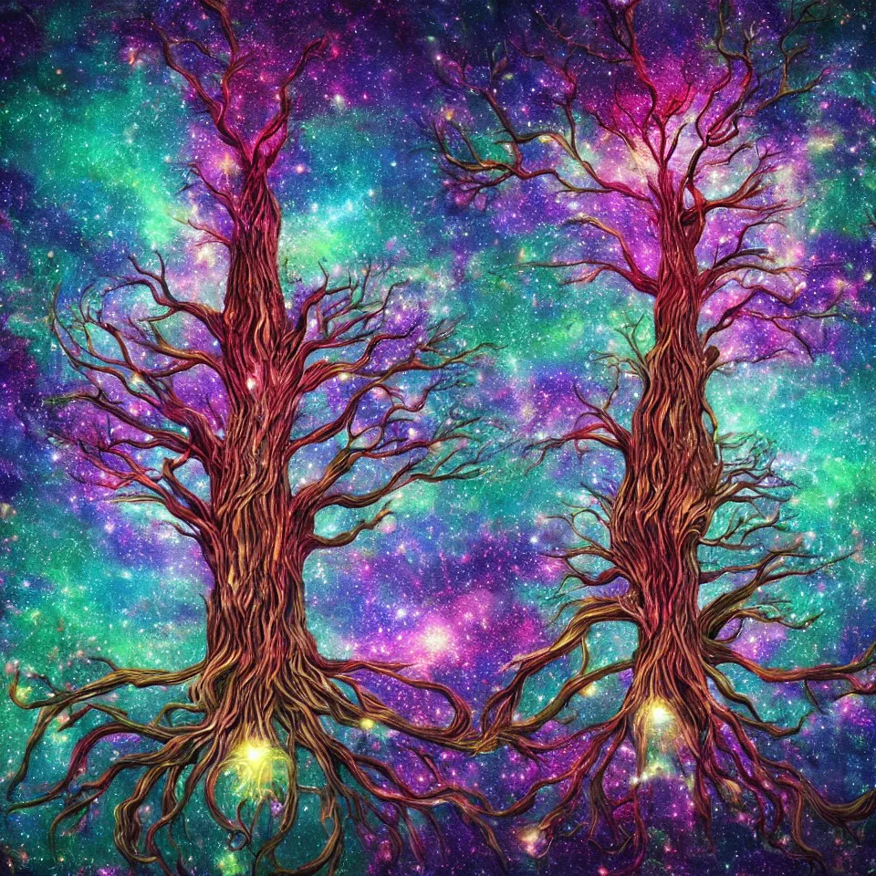 Prompt: cosmic tree of life made of stars, cinematic, trending on artstation, 4K UHD image,