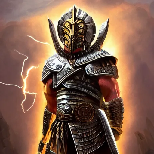 Image similar to highly detailed full body portrait of the god Ares wearing spartan armor, digital art, concept art, character art, cinematic lightning, bright colors, intricate, masterpiece, photorealistic, hiperrealistic, sharp focus, high contrast, Artstation HQ, DeviantArt trending, 4k UHD, Unreal Engine 5