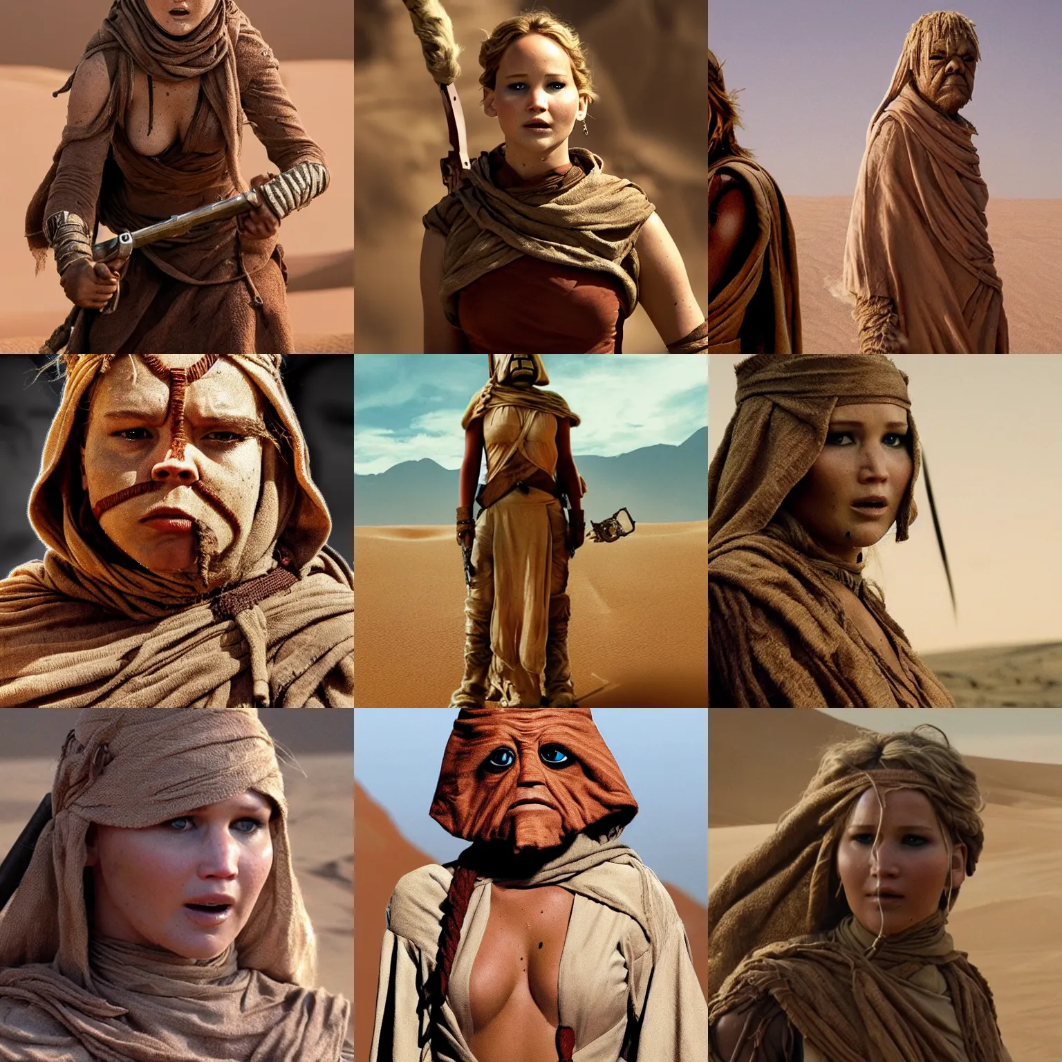 Prompt: Jennifer Lawrence as a Tusken Raider