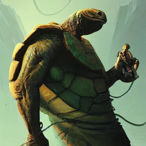 Image similar to turtle mafia boss, epic, cool, awesome, digital art, by marco bucci and greg rutkowski, sharp focus, detailed, cinematic