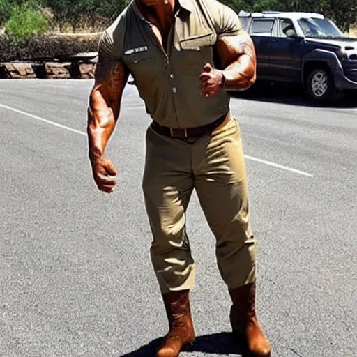 Image similar to dwayne johnson if he was a kangaroo, wearing a safari outfit