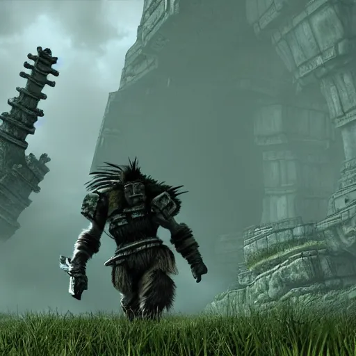 Prompt: Shadow of the Colossus Studio Ghbli style