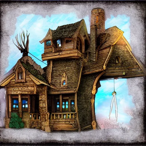 Prompt: a fantasy house, digital art