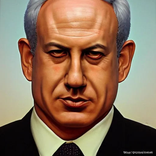 Image similar to a portrait of benjamin netanyahu by wayne barlowe