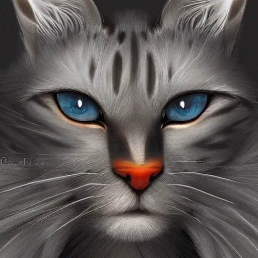 Prompt: cinematic portrait of fireheart cat from warriors, delicate, elegant, by owen richardson, highly detailed, symmetrical face, fine details, masterpiece, trending on artstation