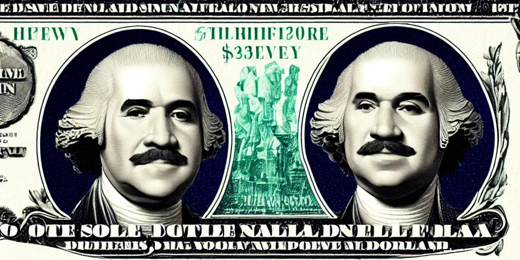 Image similar to Steve harvey as George Washington on the 1 dollar bill